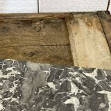 19th-century Empire commode in walnut with a grey St Anne marble top.