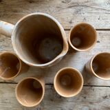 Stoneware cider/water pitcher with cups