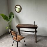 Solid walnut desk, folk art, Savoy, circa 1900