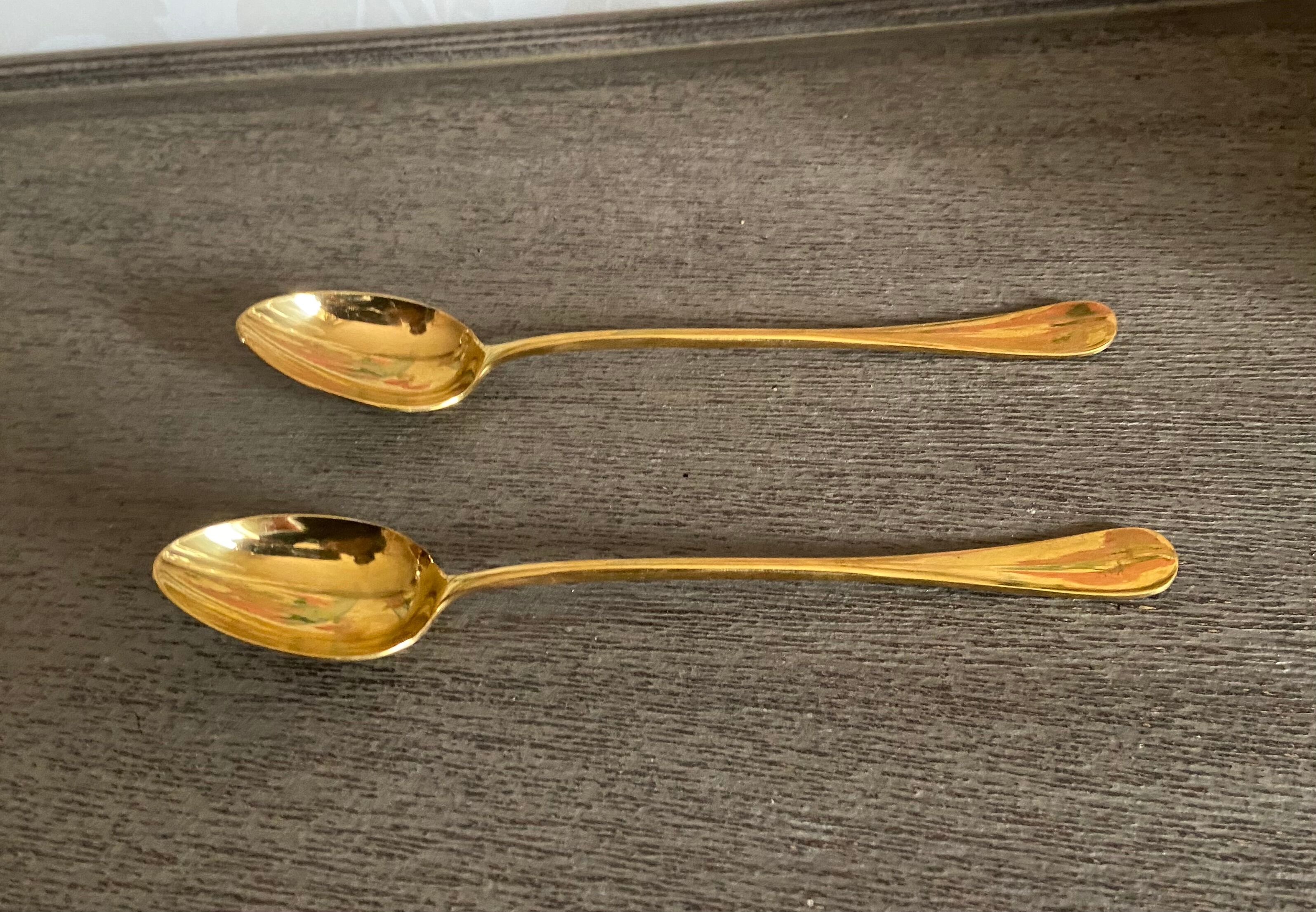 Two jam spoons in gilded metal