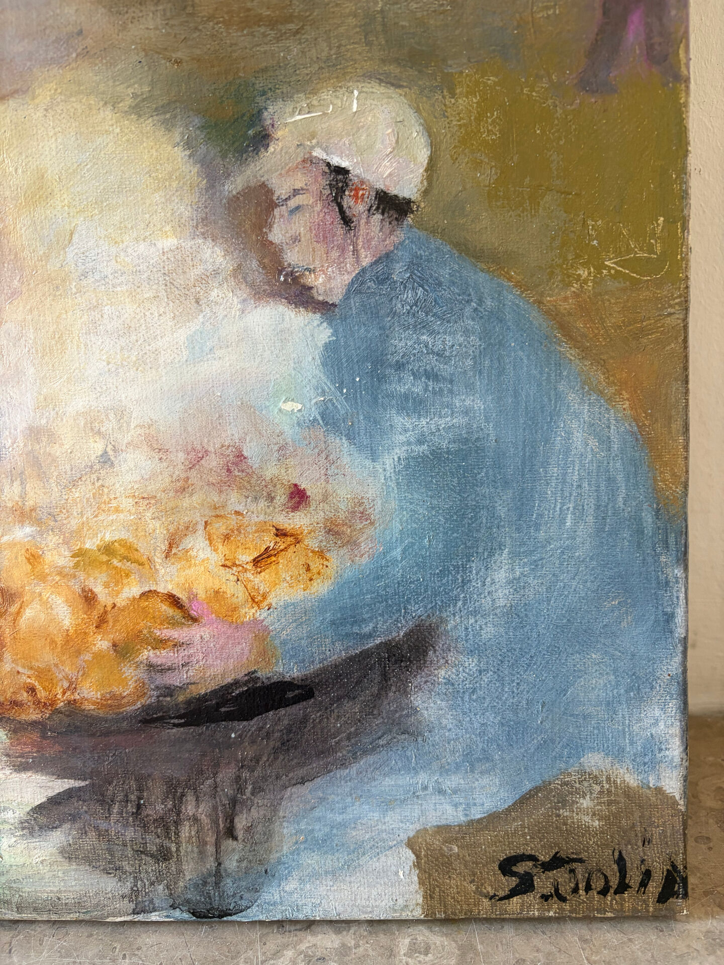 Scène de rue chinoise, huile sur toile signée