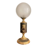 Ancien Lampe Style Neo classique Empire Lion Balthazar Globe Verre