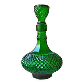 Carafe italienne verte à motif diamant Empoli de style moderne du milieu du siècle