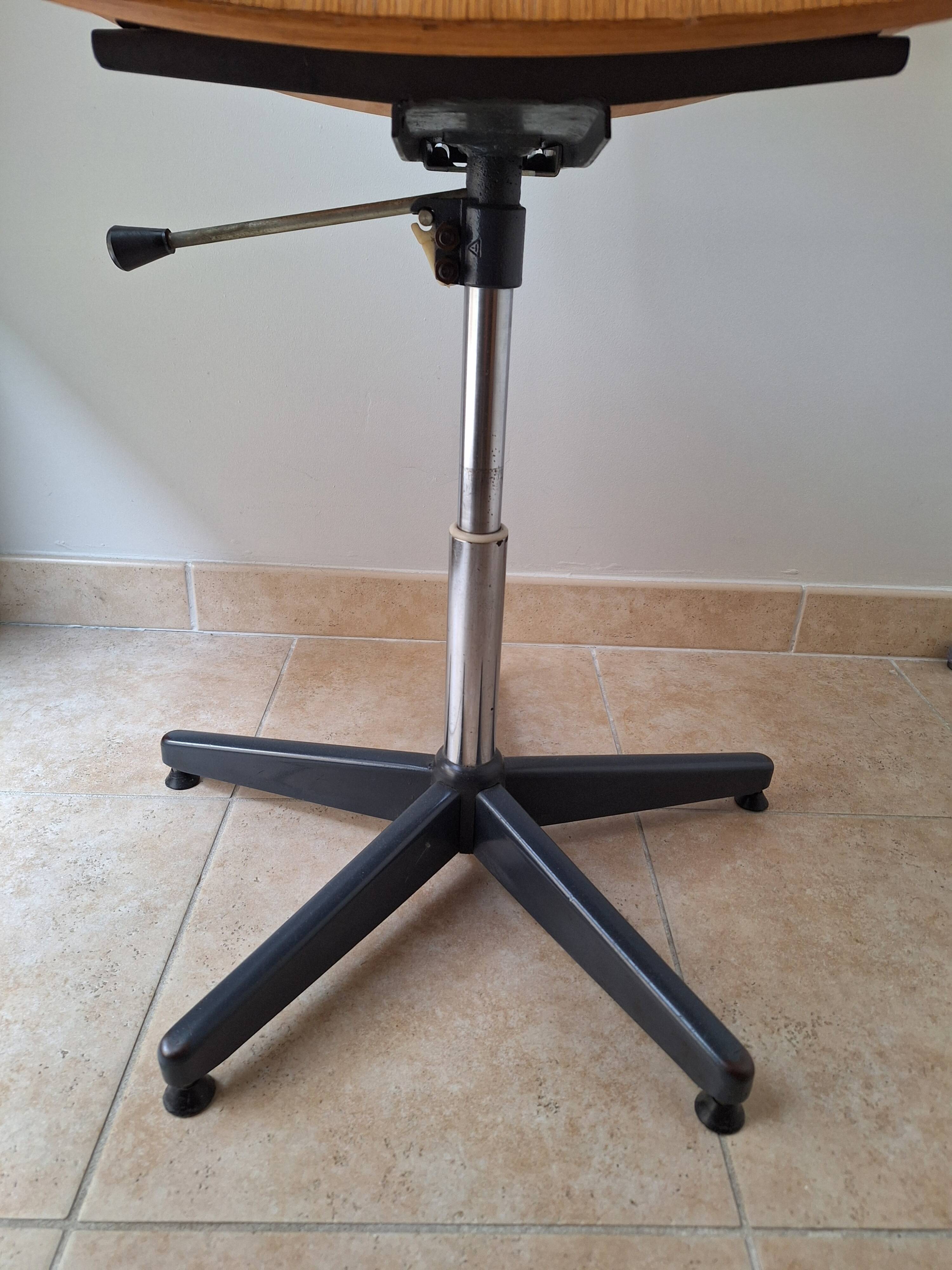 Mid-Century Industrial Office Chair Adjustable Swivel Vintage Stol Kamnik 60s/70s