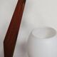 Teak, brass and opaline pendant light, Italy 1960