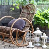 Fauteuil bascule rotin