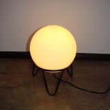 Vintage globe lamp – 1980s, frosted glass, metal frame, E27