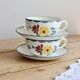 Antique breakfast cups faience Salins - Model Jacqueline