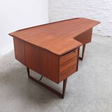 Freestanding 'Boomerang' desk in teak by Peter Løvig Nielsen, 1968