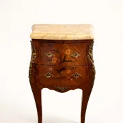 Vintage Marble Top Nightstand, Louis XV French Bedside Table