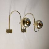 Pair of brass eyeball wall lights