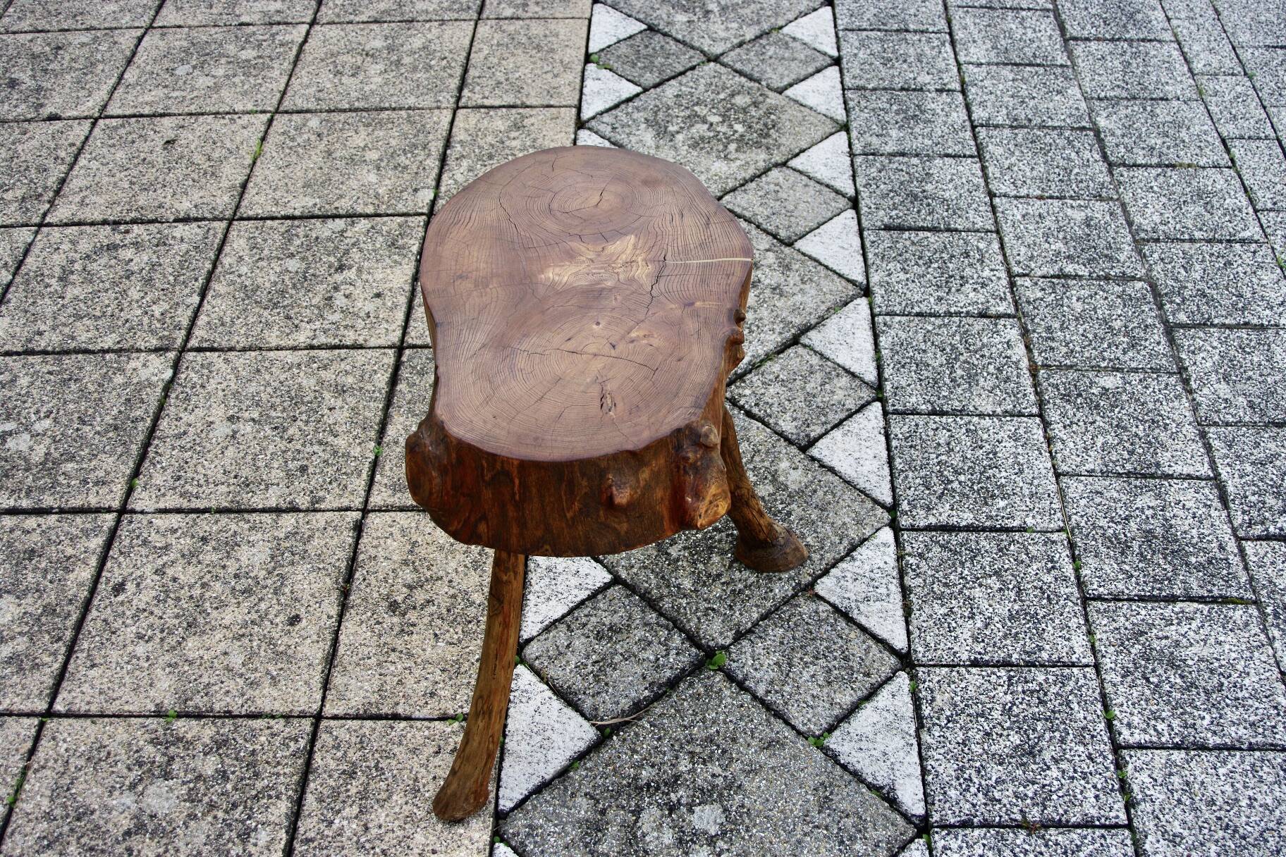 Vintage brutalist side table in solid wood 1960