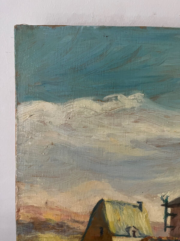 “Lioujas Ecole”, Aveyron, huile sur toile signé L Durand 1957