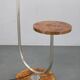 1930s Czechoslovak Art Deco chrome floor lamp with milk glass globe and table
