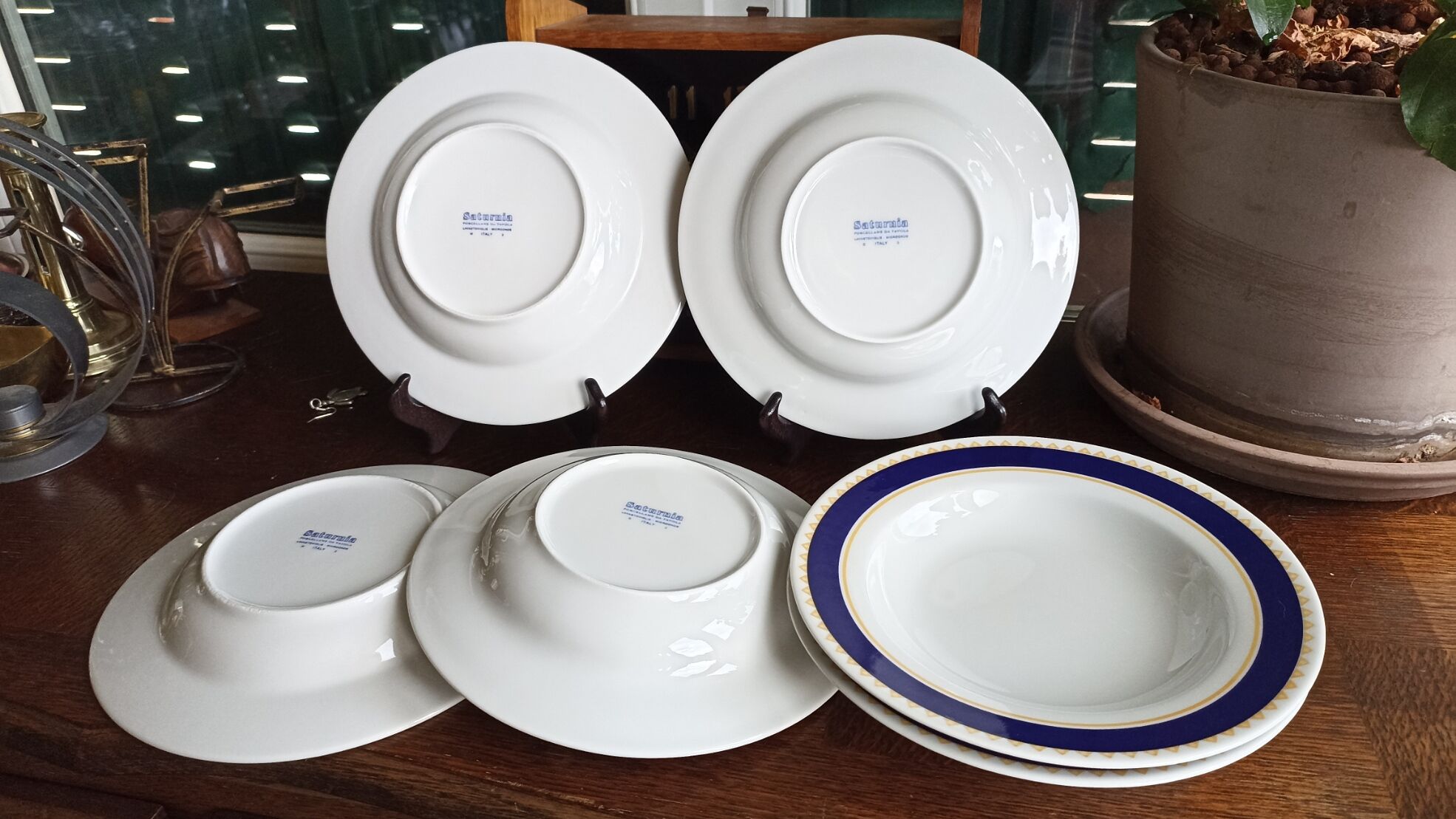 6 Assiettes Creuses à Pâtes Par Saturnia En Porcelaine