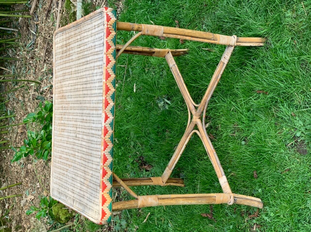 High wicker and rattan table