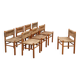 Set of 8 chairs 1960s Charlotte Perriand Style woven straw & wood