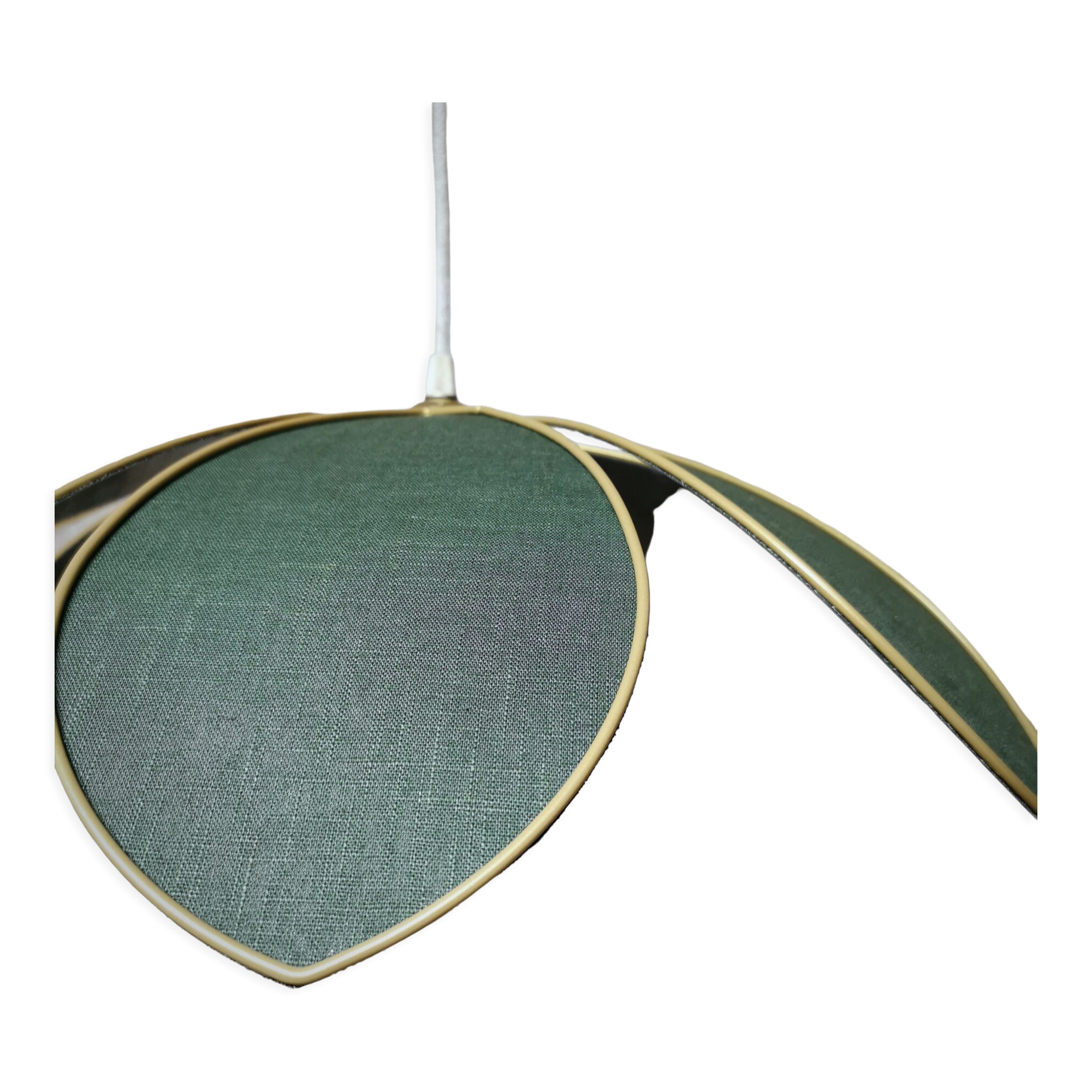 Suspension flower 6 petals in fir green linen