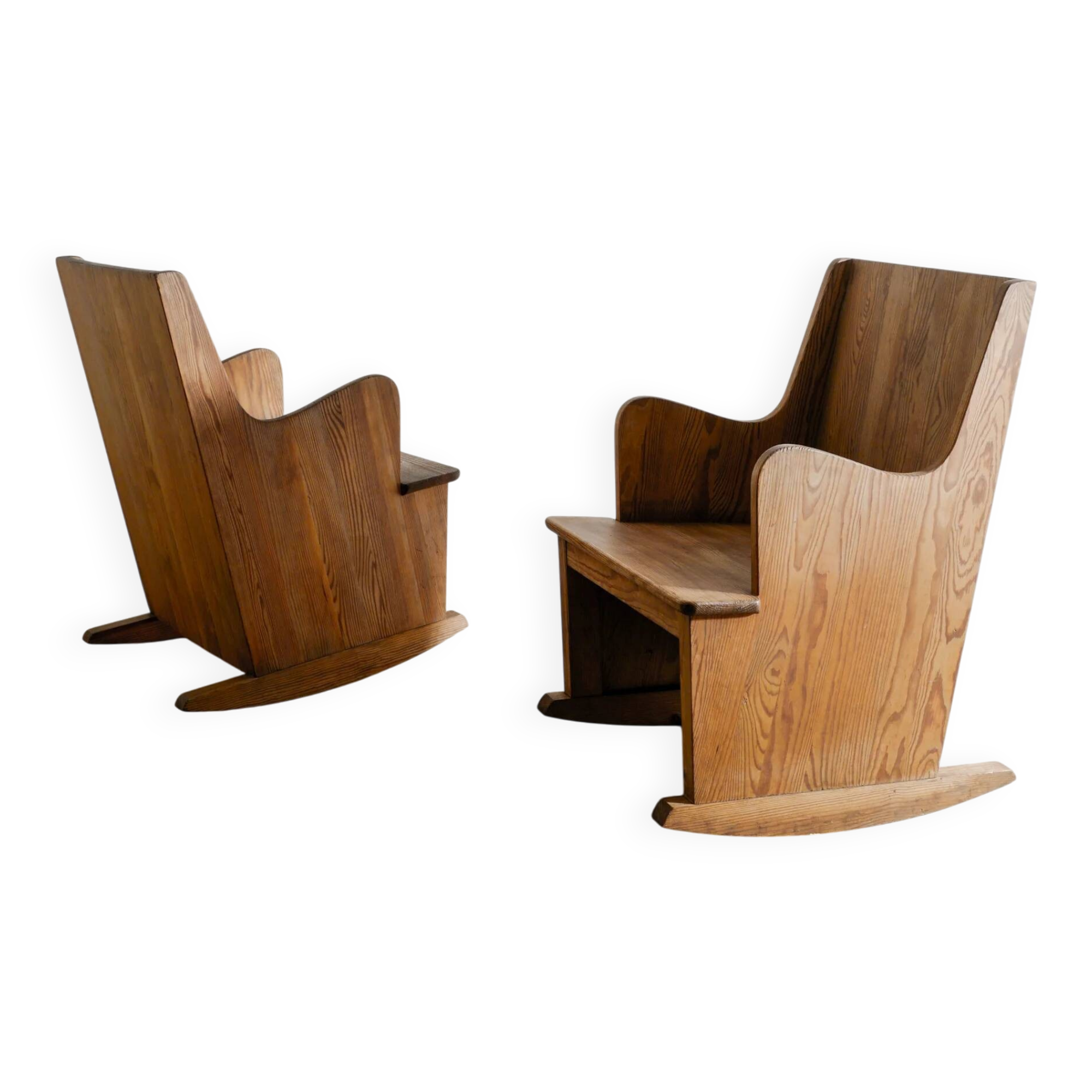 Vintage Swedish Wooden Pine Rocking Chairs by Axel Einar Hjorth, 1930s