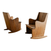 Vintage Swedish Wooden Pine Rocking Chairs by Axel Einar Hjorth, 1930s