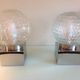 Pair of globe bedside lamps in glass and chrome/vintage metal 70-80