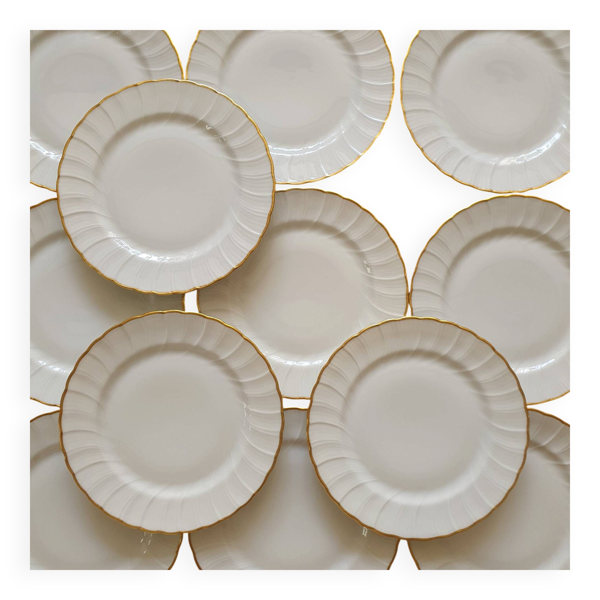 12 assiettes à dessert en porcelaine de Limoges Bernardaud Verlaine