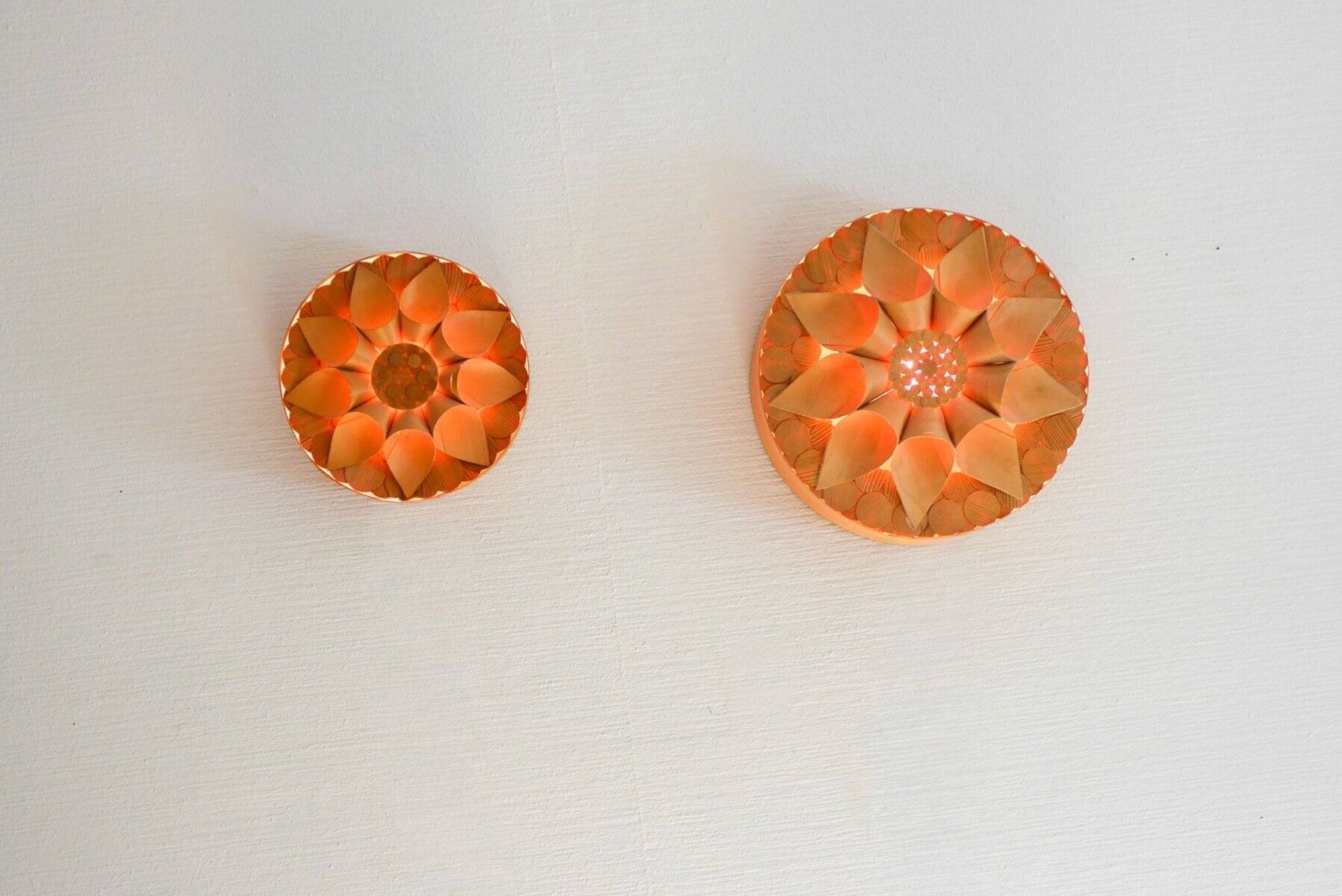 Handcrafted Swedish wooden wall sconces, set of 2