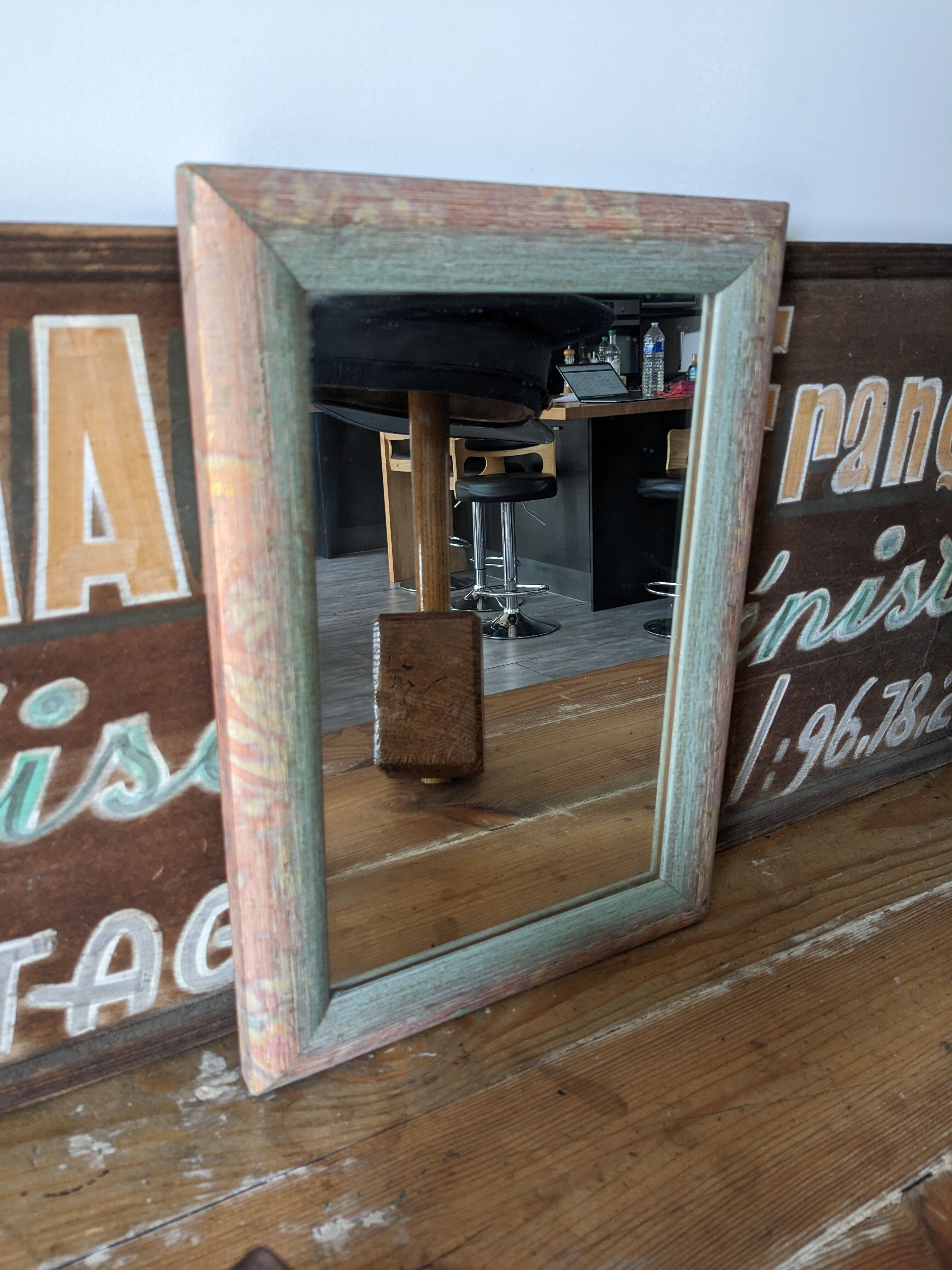 Vintage gray and pink mirror 35 x 25cm