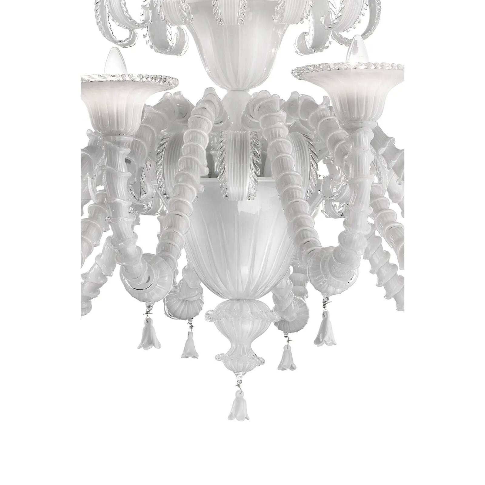 Venetian White "Cà Rezzonico" Murano Glass Chandelier