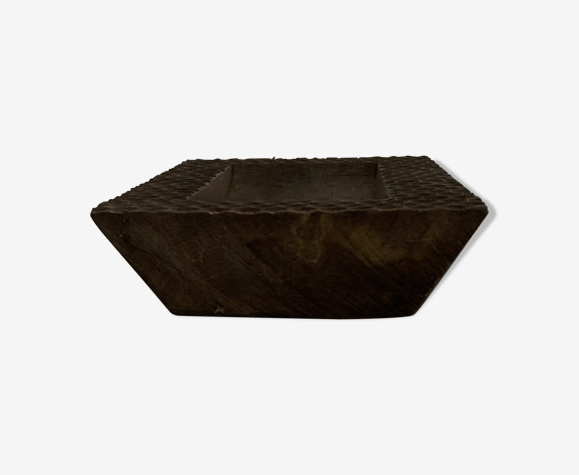 Cendrier carré vintage bois sculpté