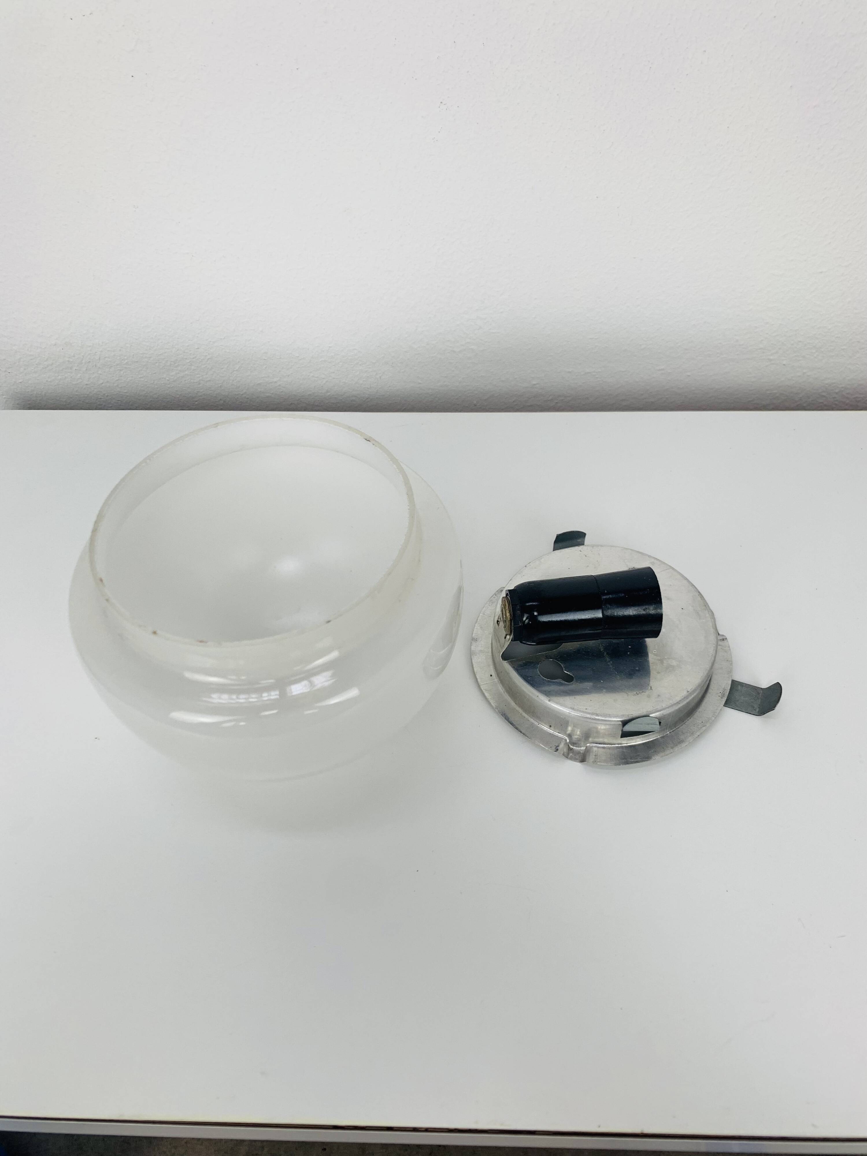 Vintage white opaline ball wall lamp, half sphere