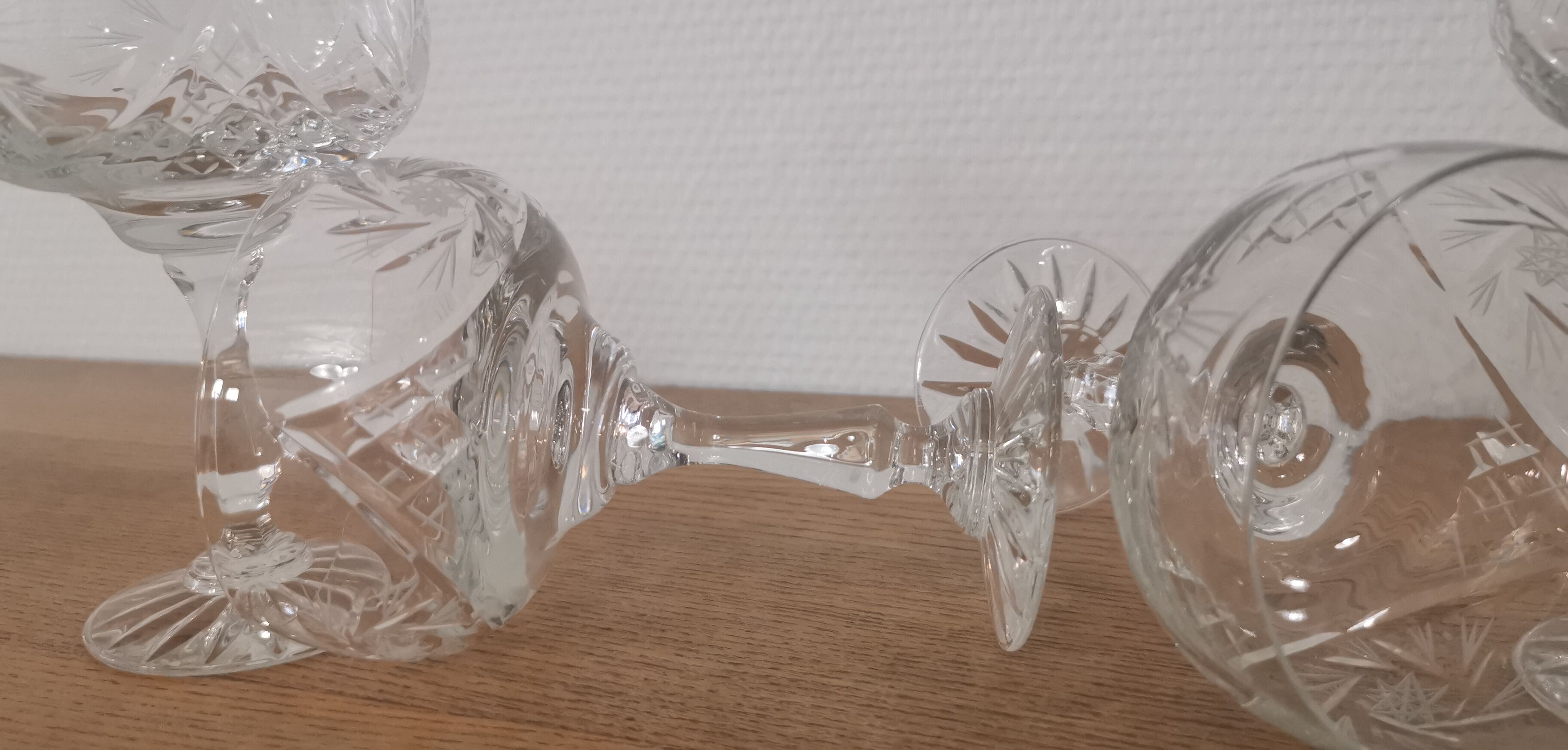 Cut crystal champagne glasses