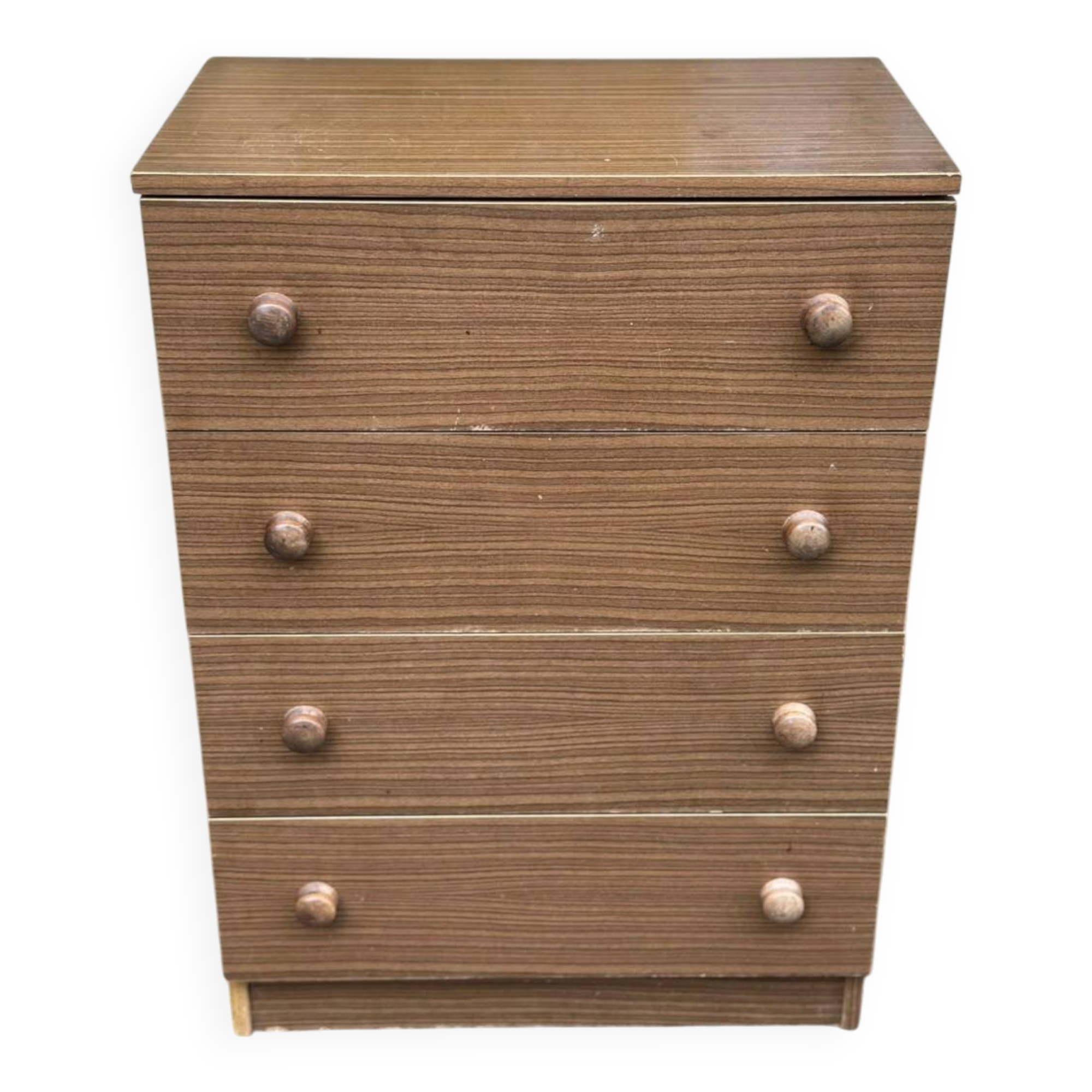 commode 4 tiroirs compacte — Effet bois foncé
