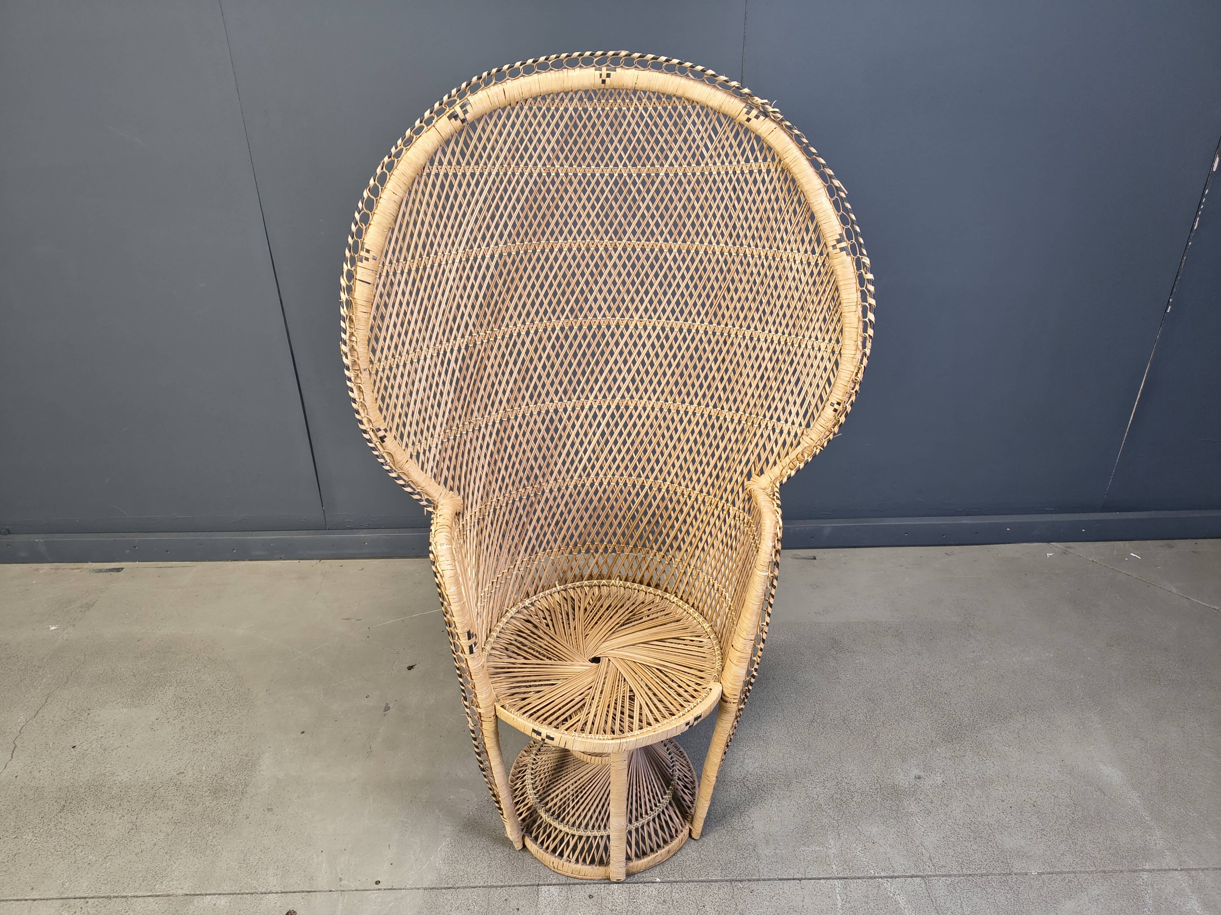Vintage wicker peacock chair, 1970s