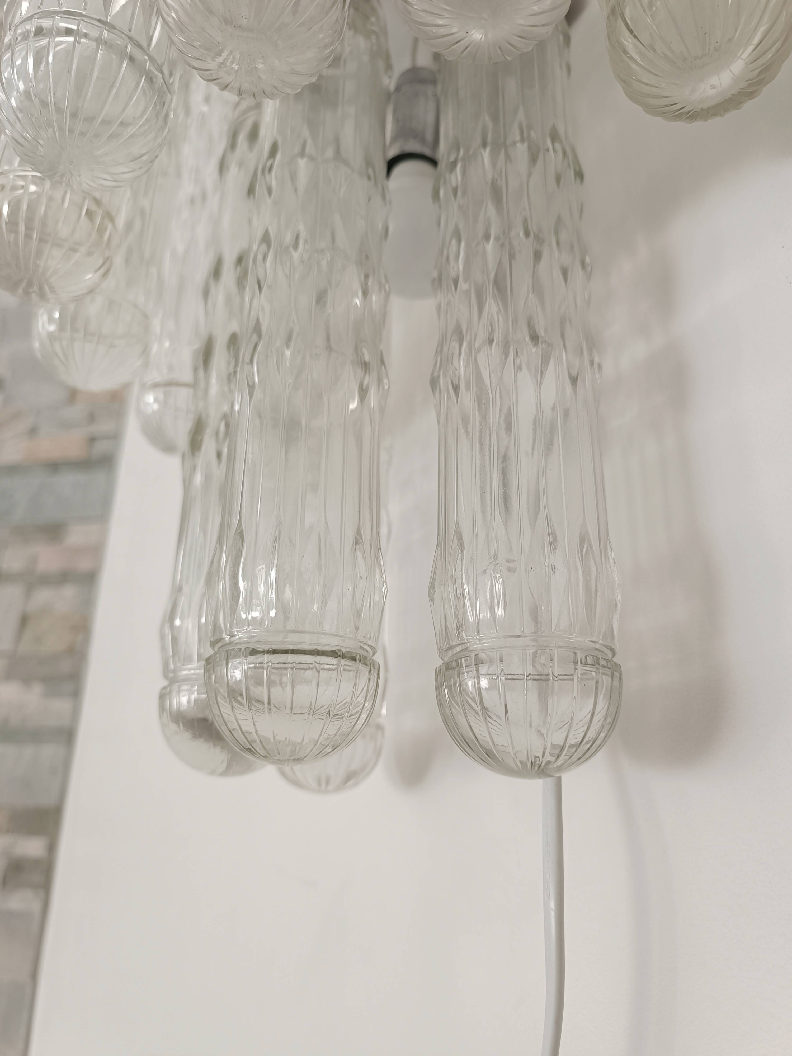 Chandelier and wall lights in Murano glass by Venini 1970s
