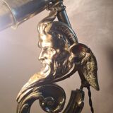 gilded bronze lamp 58x25x6kg glass shell lampshade 1960 original electric o