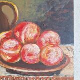 Still life with fruit, oil on hardboard
