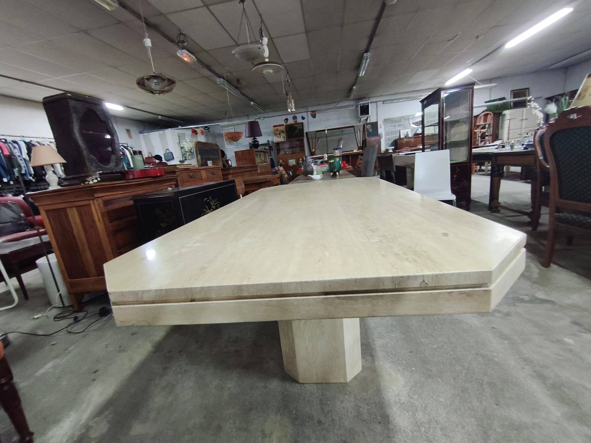 Vintage octagonal dining table travertine 1970s/1980s