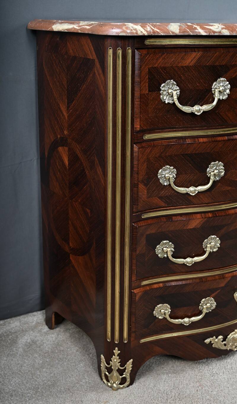 Commode en Marqueterie de Palissandre, style Régence, époque Napoléon III –