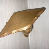 Golden wood corner console shelf