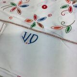 Tablecloth & 9 old monogram linen napkins