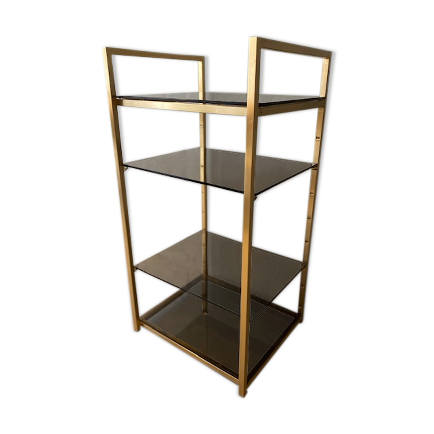 Golden brass and glass shelves