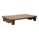 Ancienne table à thé en teck birman patine bleue d'origine