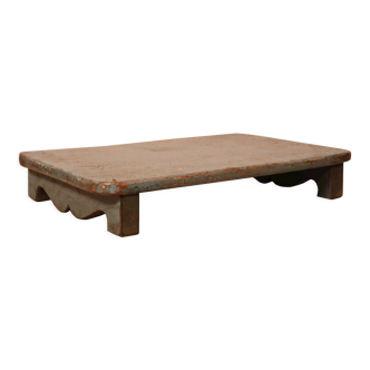 Old burmese teak tea table original blue patina