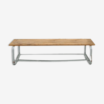 Industrial bench in grey steel with wood