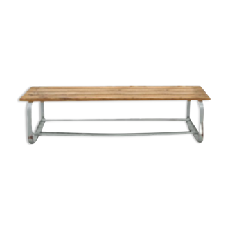 Industrial bench in grey steel with wood