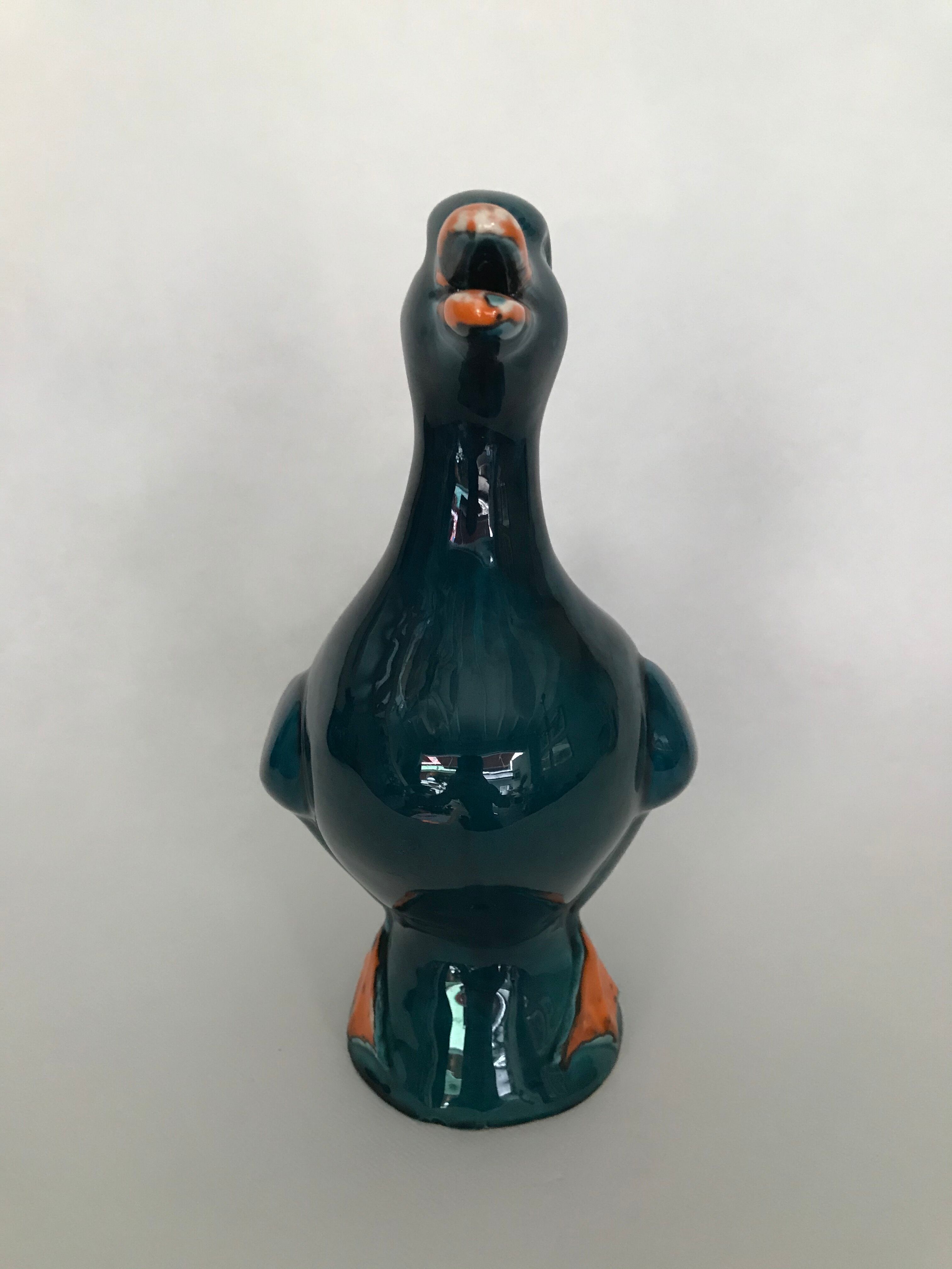 Blue duck pitcher in earthenware, Poet Laval circa 1960