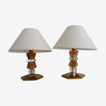 Paire de lampes de chevet en cristal