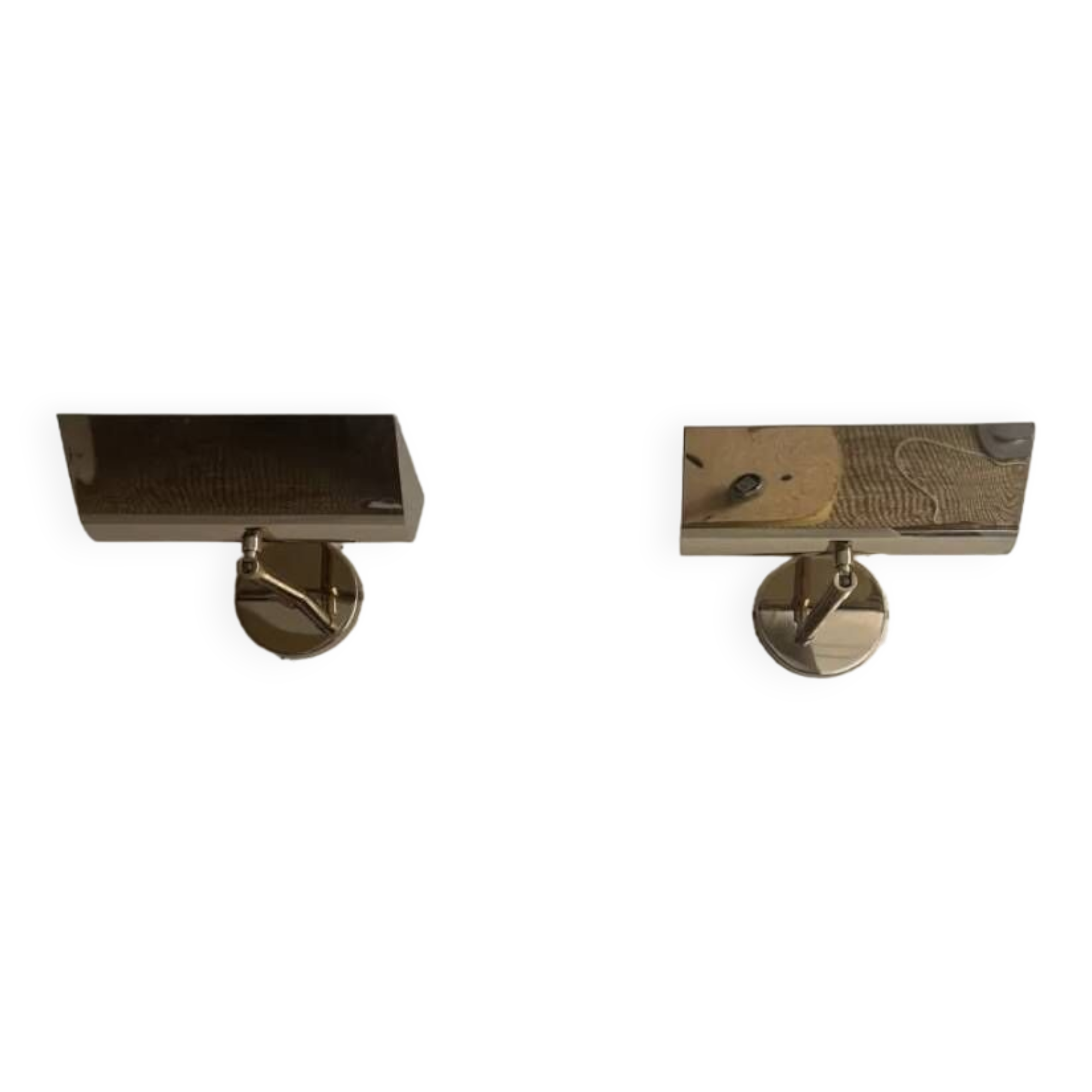Pair of vintage adjustable solid brass wall lights France 1970