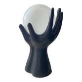 Lampe mains des années 70 en céramique et opaline